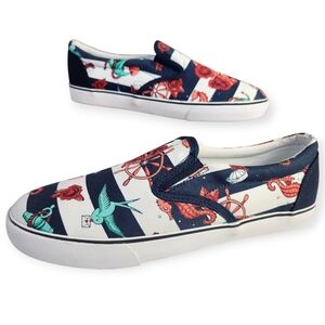 Iron Fist Nautical Punk Multicolor She Sells Slip On Sneakers Size 10 NWOT